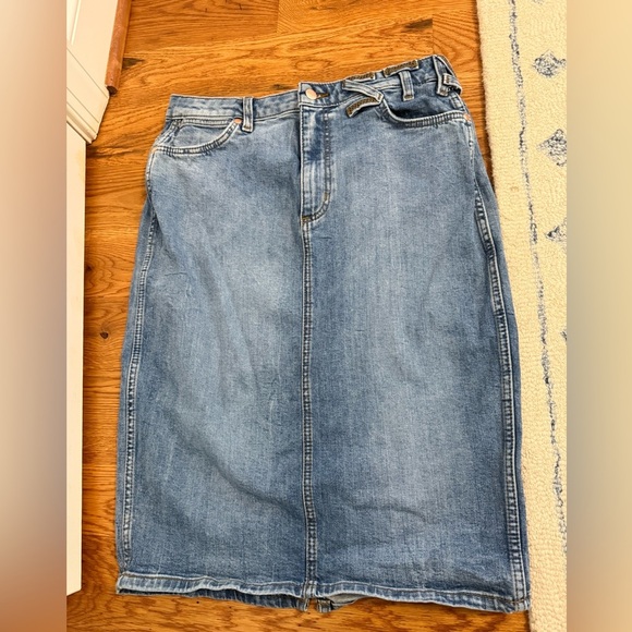 STAUD x Wrangler Denim Knee-Length Pencil Skirt - Size 30 - Picture 2 of 13